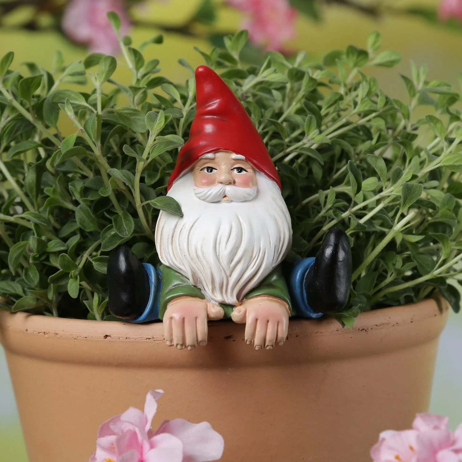 MARELIDA Gartenzwerg – Lustiger Blumentopfhänger, Polyresin, H: 10 cm